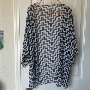 Chevron Pattern Sheer Kimono